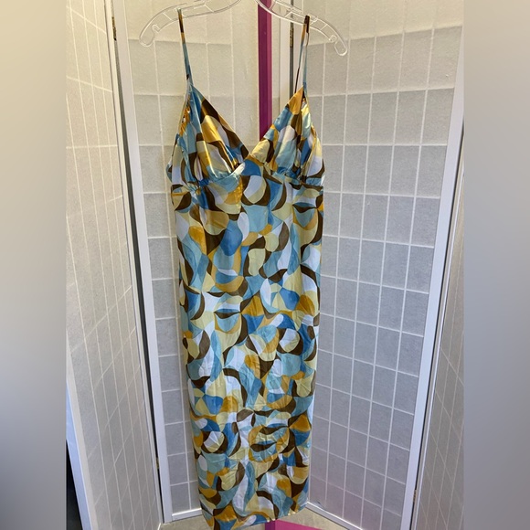 Abercrombie & Fitch Strapless Dress in Blue, Yellow, and Brown - Picture 3 of 12